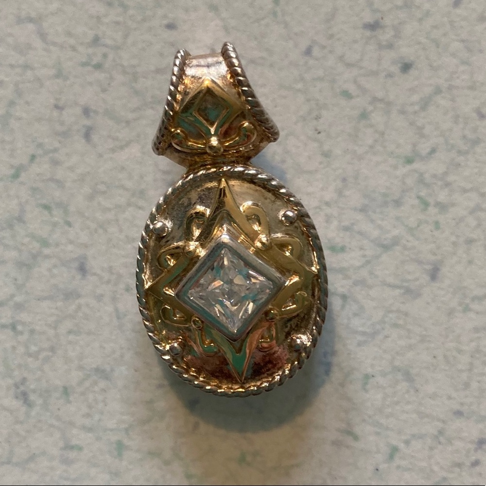 2 Tone CZ Pendant
